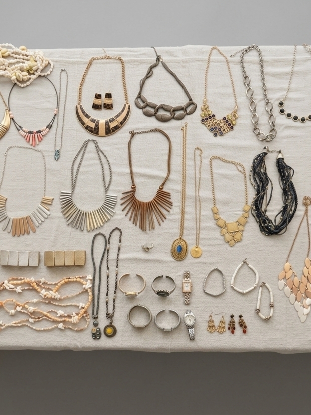 40+ Pc Jewelry Vault - Chunky Metals, Nautical Shells, Boho Beads & Watches